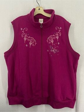 Blair Butterfly Embezzled Fashion Vest Zip Up Size XL Y2k Pink